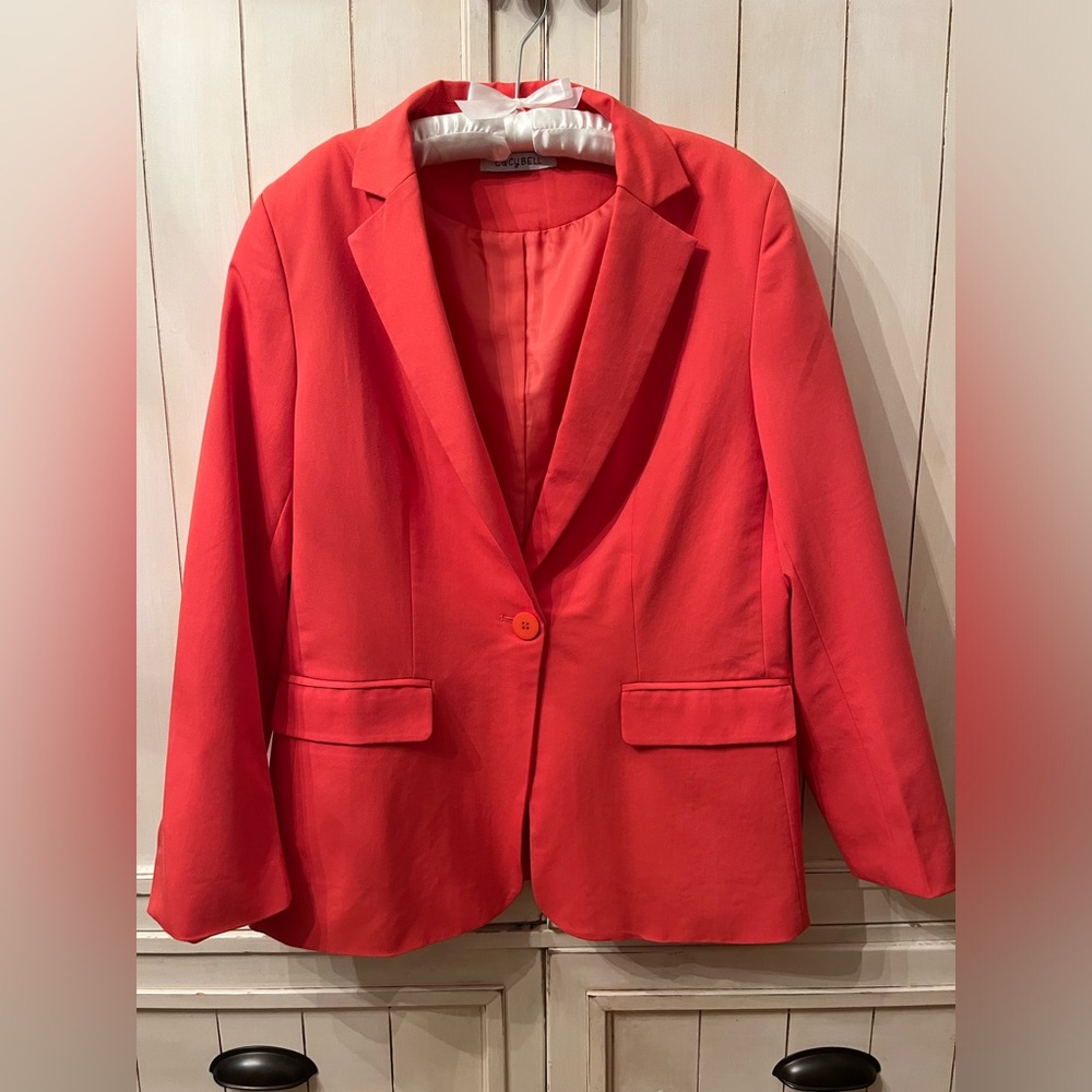 Orange Button Down Suit Jacket SZ Large